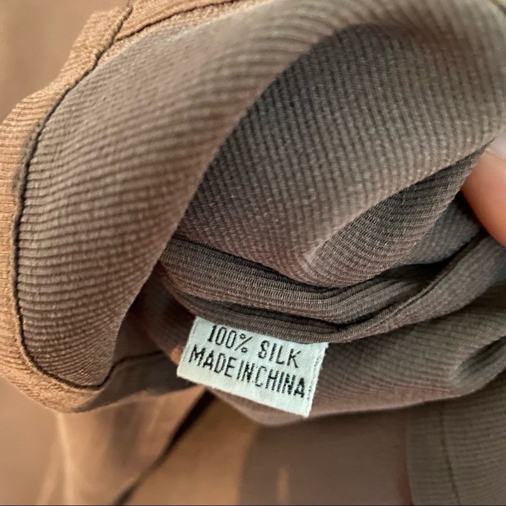 FLAX Brown Silk Lightweight Shirt Size Medium - Picture 4 of 7